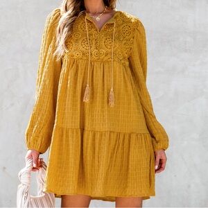 Mustard Yellow Seersucker Dress